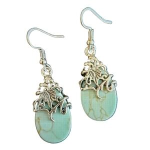 3/15 NWT Floral Vine Simulated Turquoise Teardrop earrings